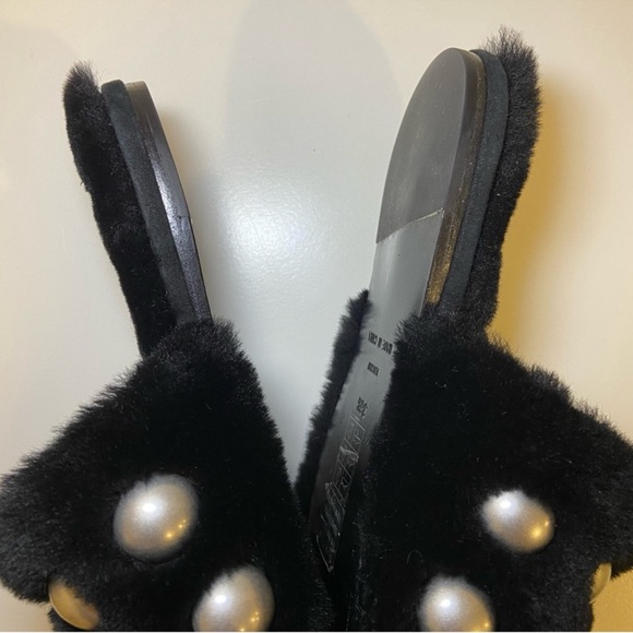 Alexander Wang Amelia Studded Lamb Fur Mule Slides Slippers - Picture 9 of 15